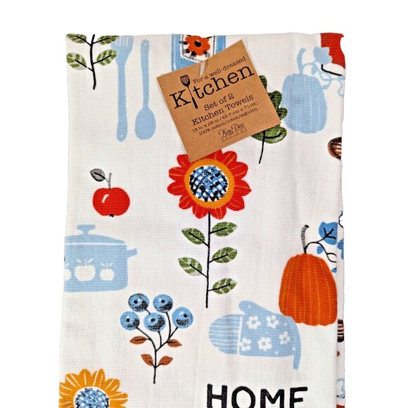 Kay Dee Autumn In Bloom Kitchen Towels Flowers Jars Pots Fruit Utensils 2pc Gift - Picture 4 of 5